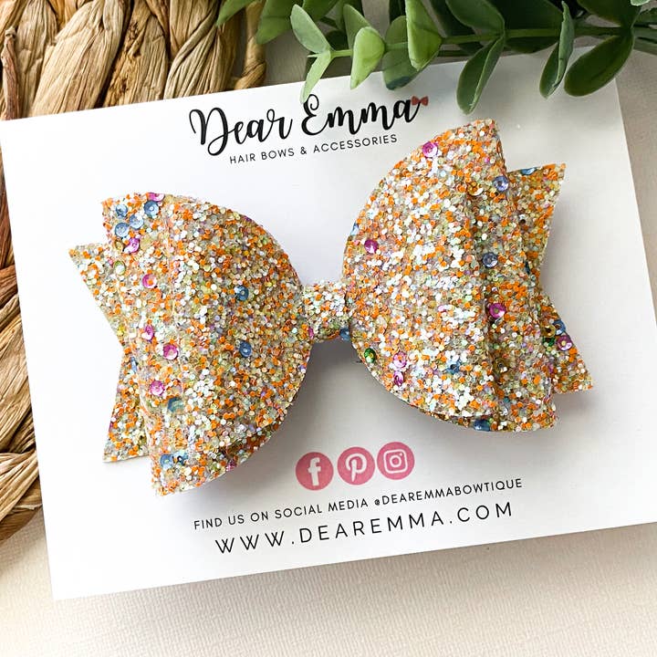 Sweet Honey Sequin - Chunky Glitter Bow for wholesale by Dear Emma