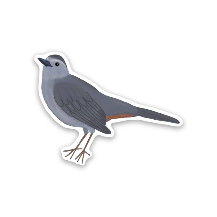Grey Catbird Vinyl Sticker Decal for wholesale by Proper Wolf
