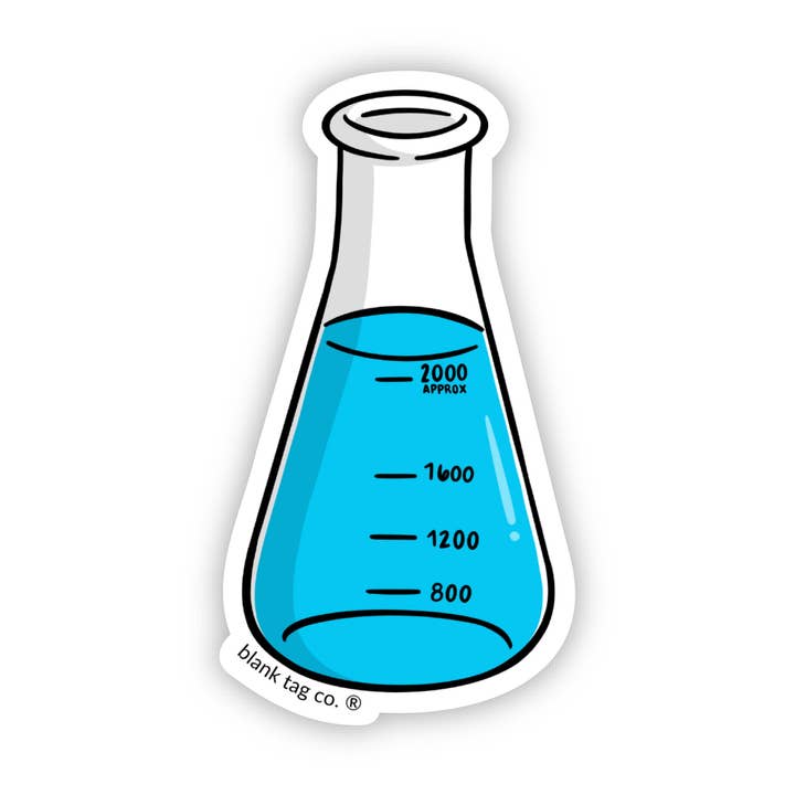 Blank Tag Co.® Autocollant Imperméable - Fiole Erlenmeyer pour la vente par Blank Tag Co. - Waterproof Stickers