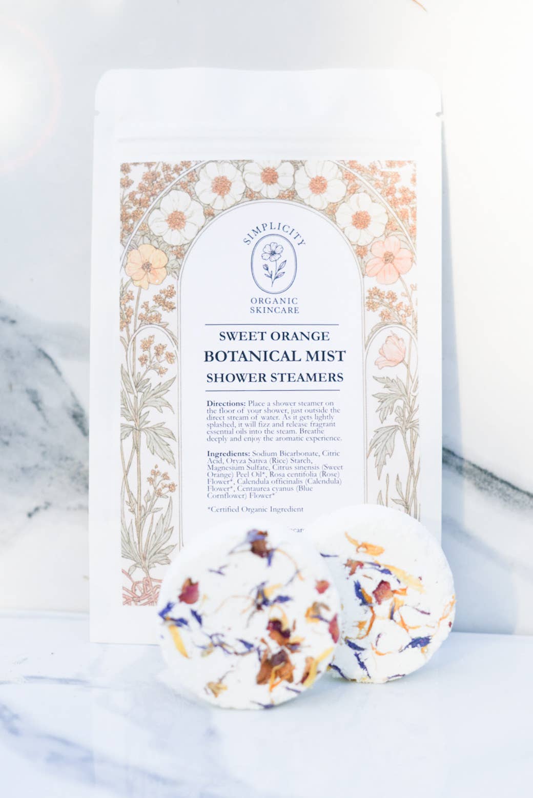 Simplicity Organic Skincare - Wholesale Douchestomer/Douchebom - Zoete Sinaasappel Botanische Mist Douche Stomers1