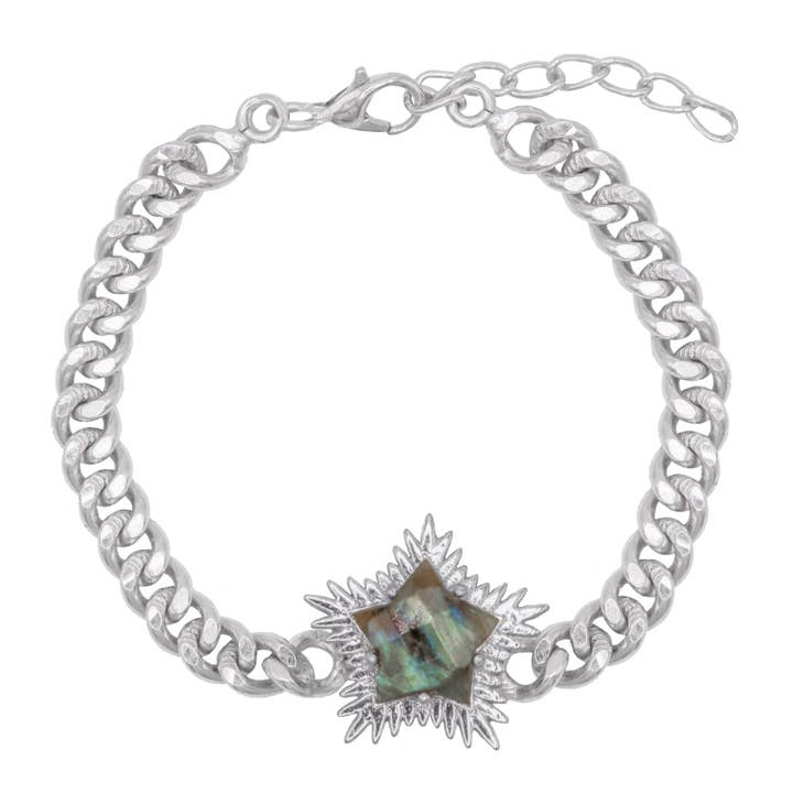 Bracelet Willa en forme d'étoile pointue en labradorite | argent sterling 925 pour la vente par LUNA CHARLES EMRA LTD