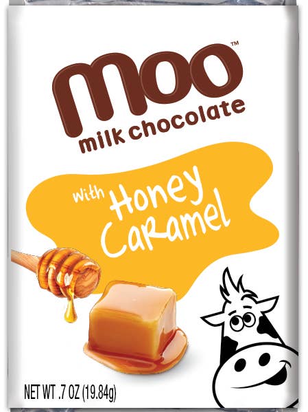 Mini-barres au caramel au miel naturel et au chocolat au lait, 0,7 oz pour la vente par MOO Organic Chocolates
