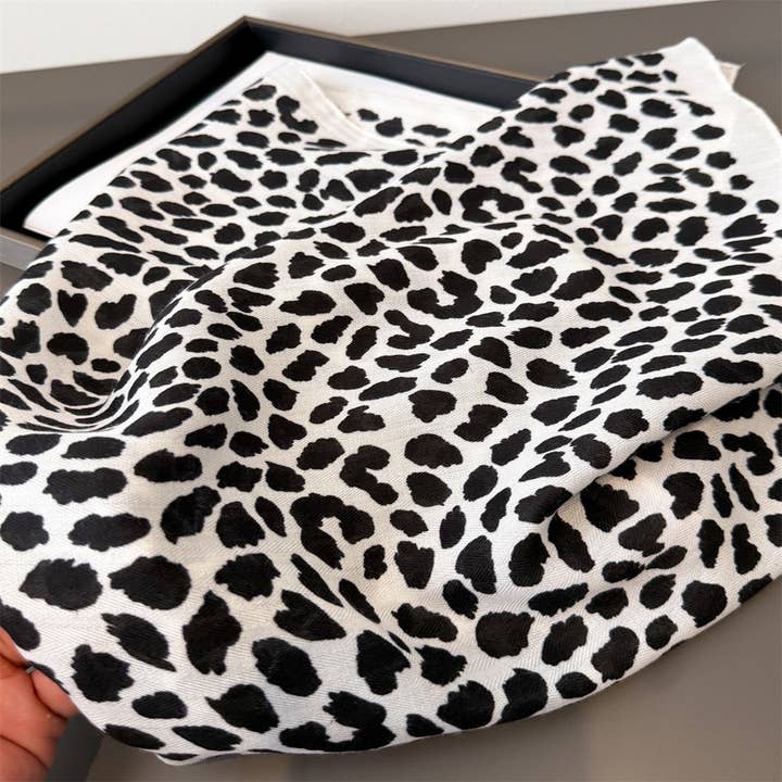 ACCITY - Wholesale Head Scarf - Women's - Vintage Leopard Herringbone Linen Headscarf_CWASC034264