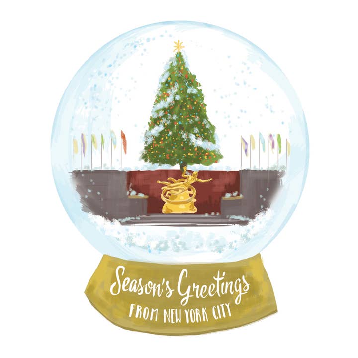 RHO-9121 Rockefeller Center Snowglobe - Grußkarte für den Großhandel von Rigel Paper