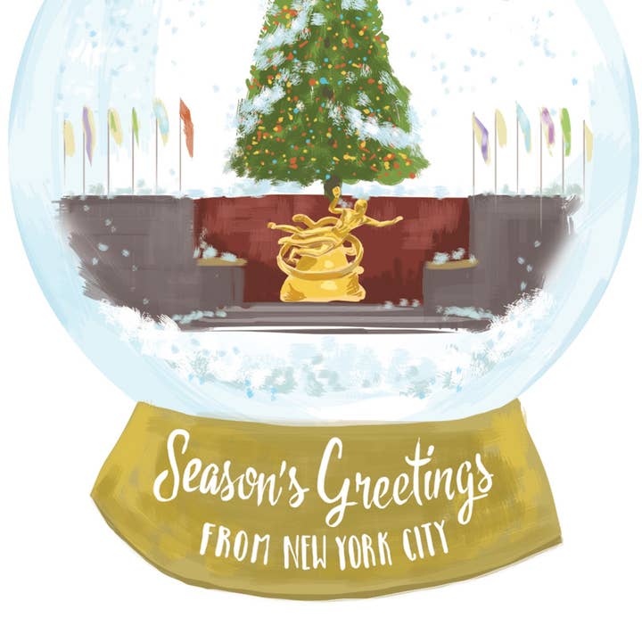 RHO-9121 Rockefeller Center Snowglobe - Greetings Art Print for wholesale by Rigel Paper