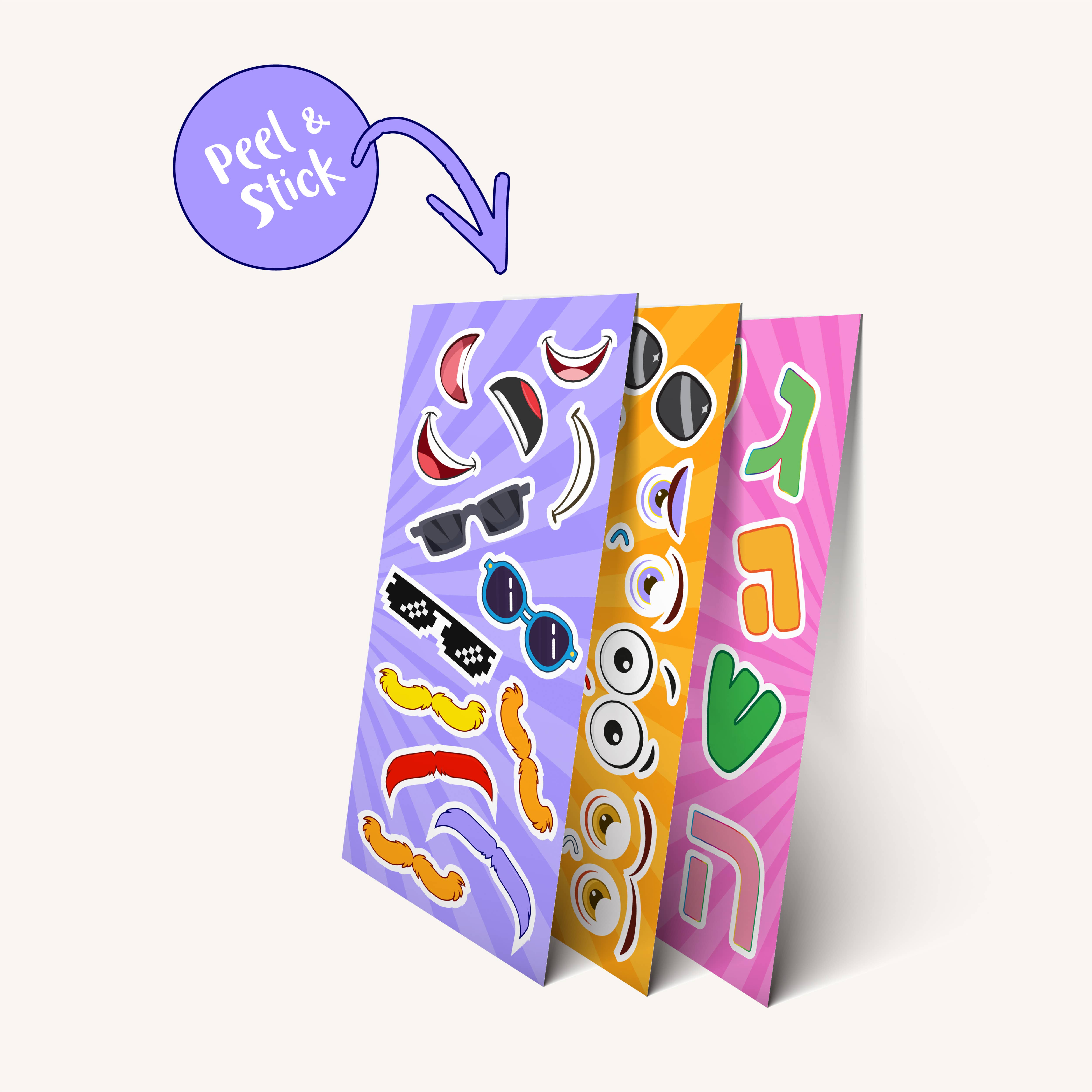 Ner Mitzvah - Wholesale DIY Craft Kit - Kids - Silly Dreidel Sticker Making Kit