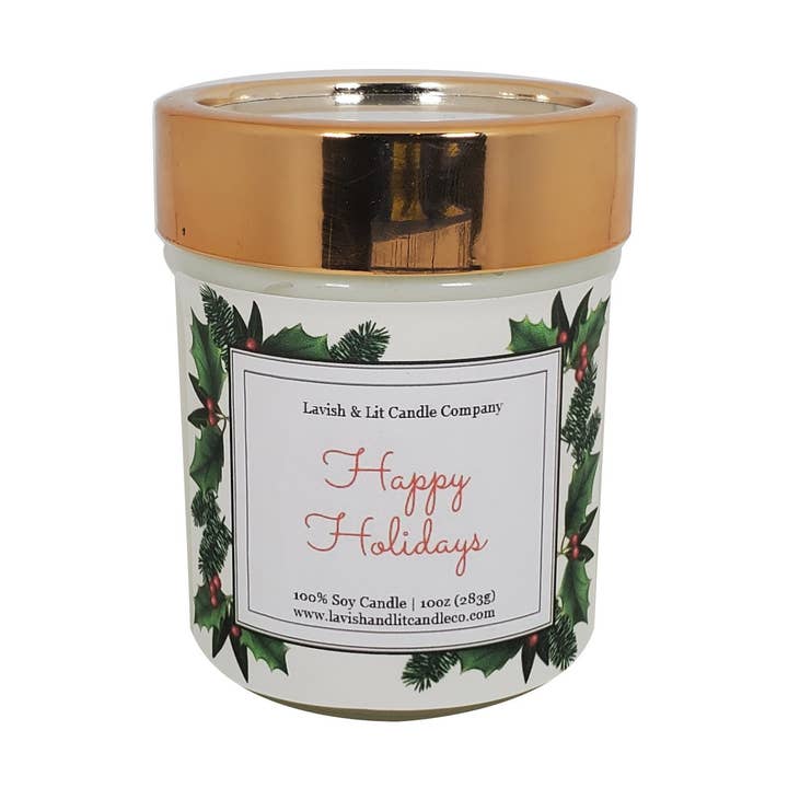 Happy Holidays - Bougie de Noël, Bougie de Noël, Vacances pour la vente par Lavish & Lit Candle Company