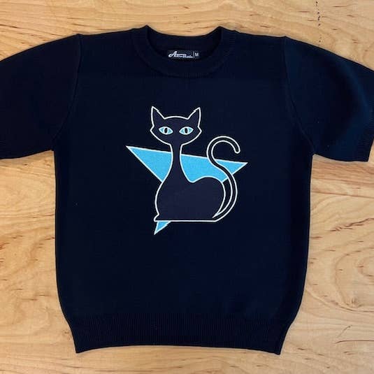 Camisola MCM Atomic Bettie Cat Arrow Preto por atacado de Astro Bettie