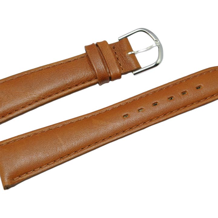 20mm brown gold. Smooth domed leather watch strap for wholesale by BRACELETS MONTRE ACH