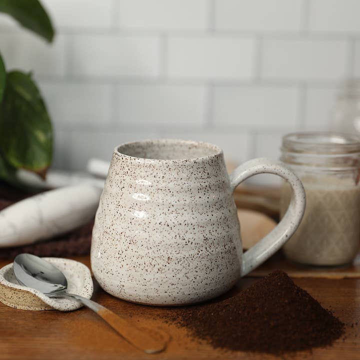Stoneware mug- Snow for wholesale by Pantless Potter