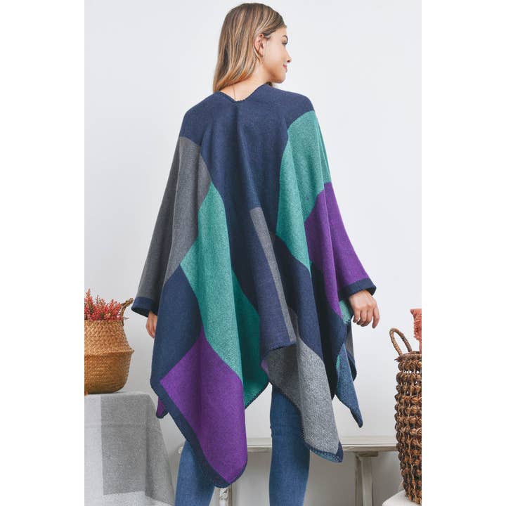 Love and Repeat - Vente Poncho – femme - Poncho cache-cœur rectangulaire géométrique Ruana12