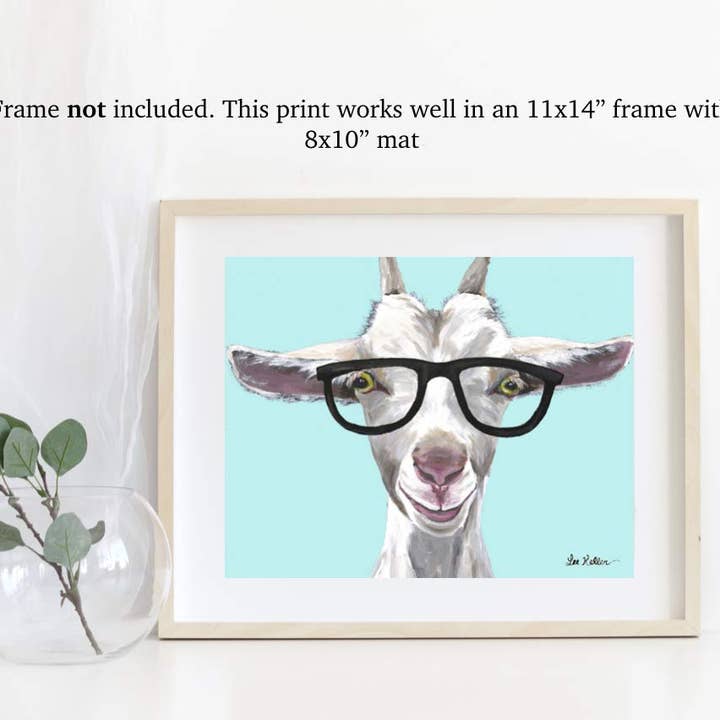 Geit Art Print, 'Patsy', Dieren met glazen kunst voor wholesale door Hippie Hound Studios