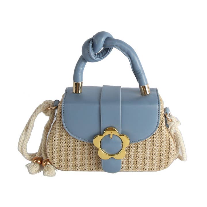 Blombros halmvävd axelremsväska för wholesale av Handbag Factory Corp