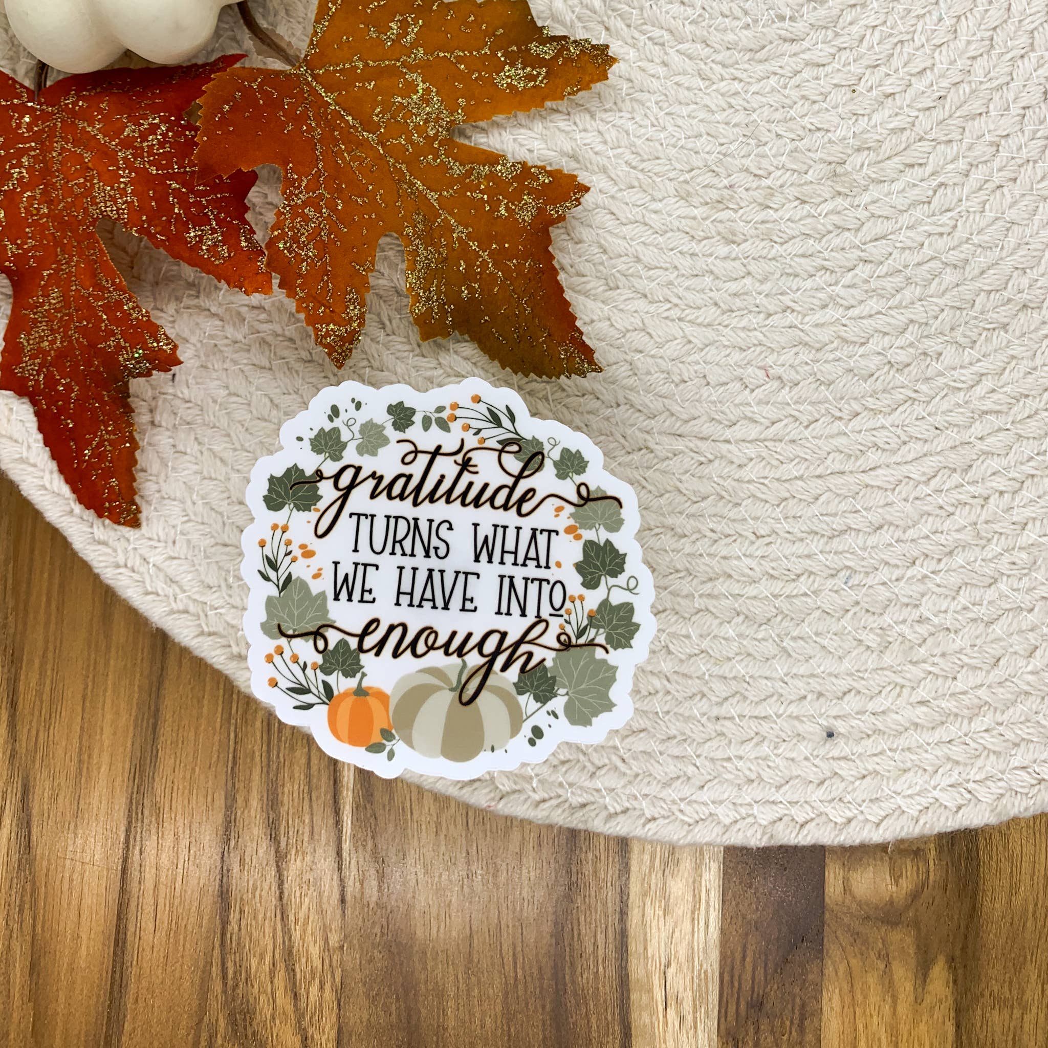 Savannah and James Co - Wholesale Sticker - Gratitude,  Clear Vinyl Sticker, 3x3 inch3