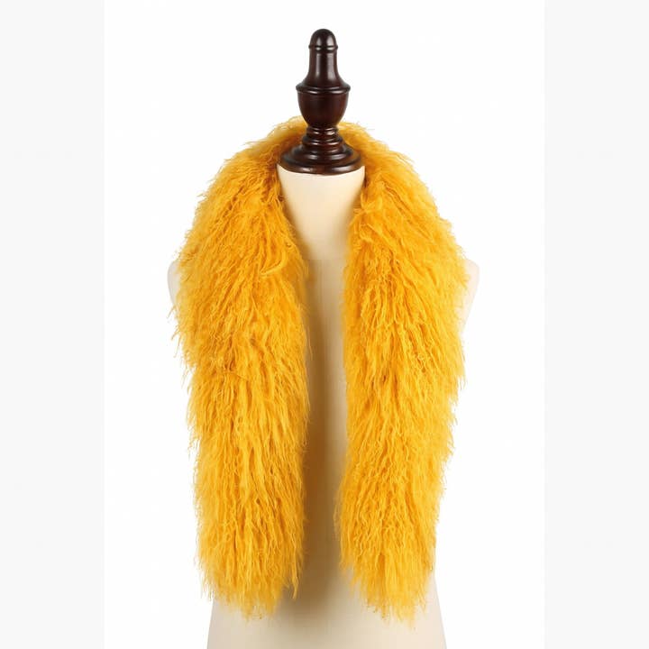 Fennco Styles - Wholesale Scarf - Women's - Gold Mongolian Lamb Fur Ultra Soft Scarf1