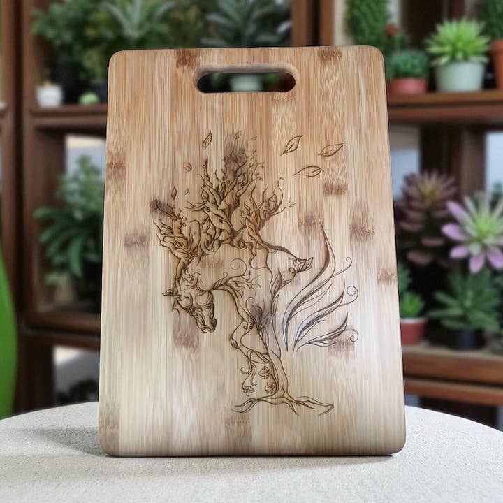 Horse Tree Bamboo Cutting Board, charcuterie, gift item for wholesale by The Krafty Equestrian