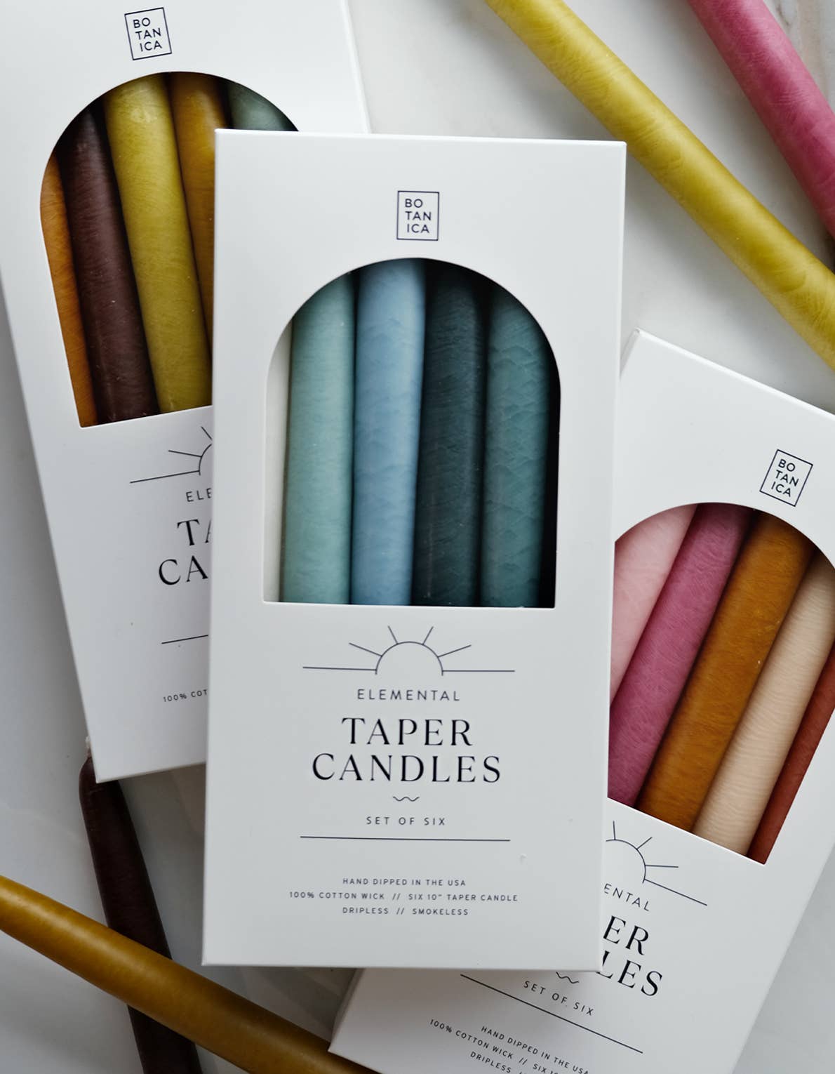 BOTANICA - Wholesale Tapered Candle/Candlestick - Taper Candle Collection, Set of 6 | WATER3
