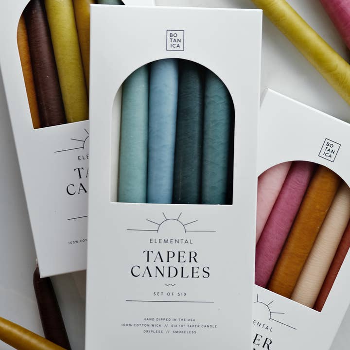 BOTANICA - Wholesale Tapered Candle/Candlestick - Taper Candle Collection, Set of 6 | WATER3