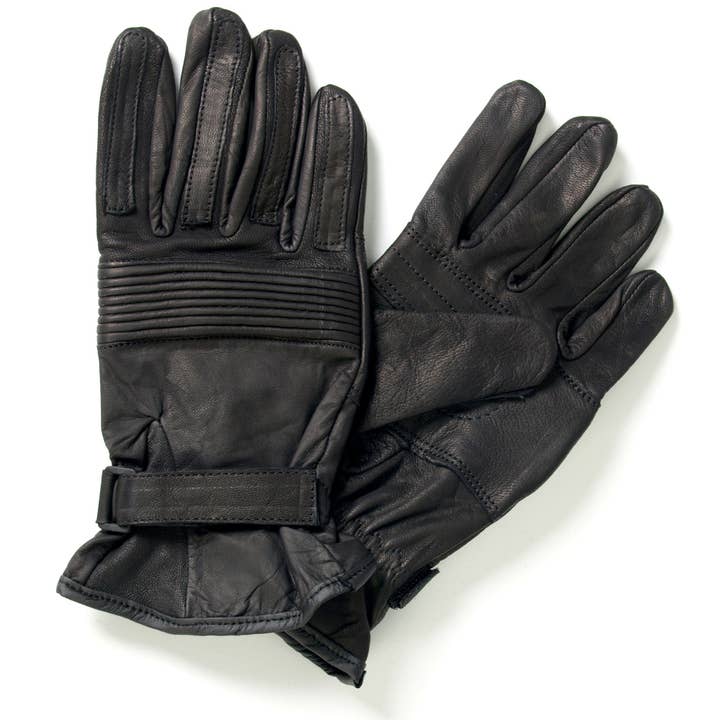 BLK Guantes de piel sin forro GVM1002 Ribbed Knuckles de Hot Leathers de venta al por mayor en Faire