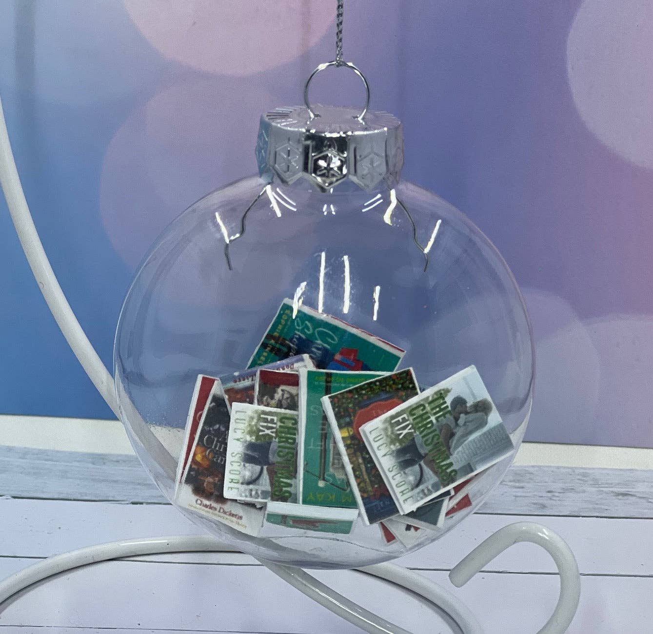 Nans Tees - Wholesale Ornament - Miniature Books Holiday Ornament | 20 Christmas-Themed Titles | 3.15" Transparent Flat Ornament with Bookish Gift Box1