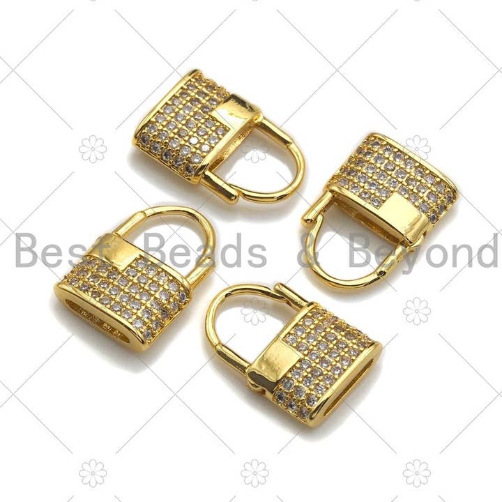 BestBeads&Beyond - Wholesale Individual Charm/Pendant - Dainty Gold Padlock Clasp Charms, Dainty Lock Charms, Padlock Clasp, Gold Charm, Gold Pendant, Padlock Necklace Charms, 11x16mm, Sku#LK1210