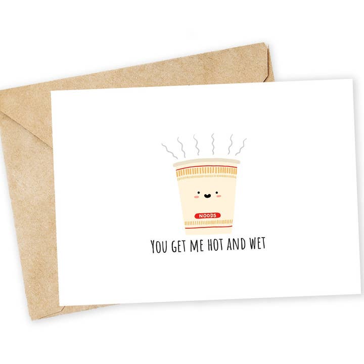 Cup Noodle Pun Greeting Card: Funny Valentine, Love Card for wholesale by Chewy Lemon Studio