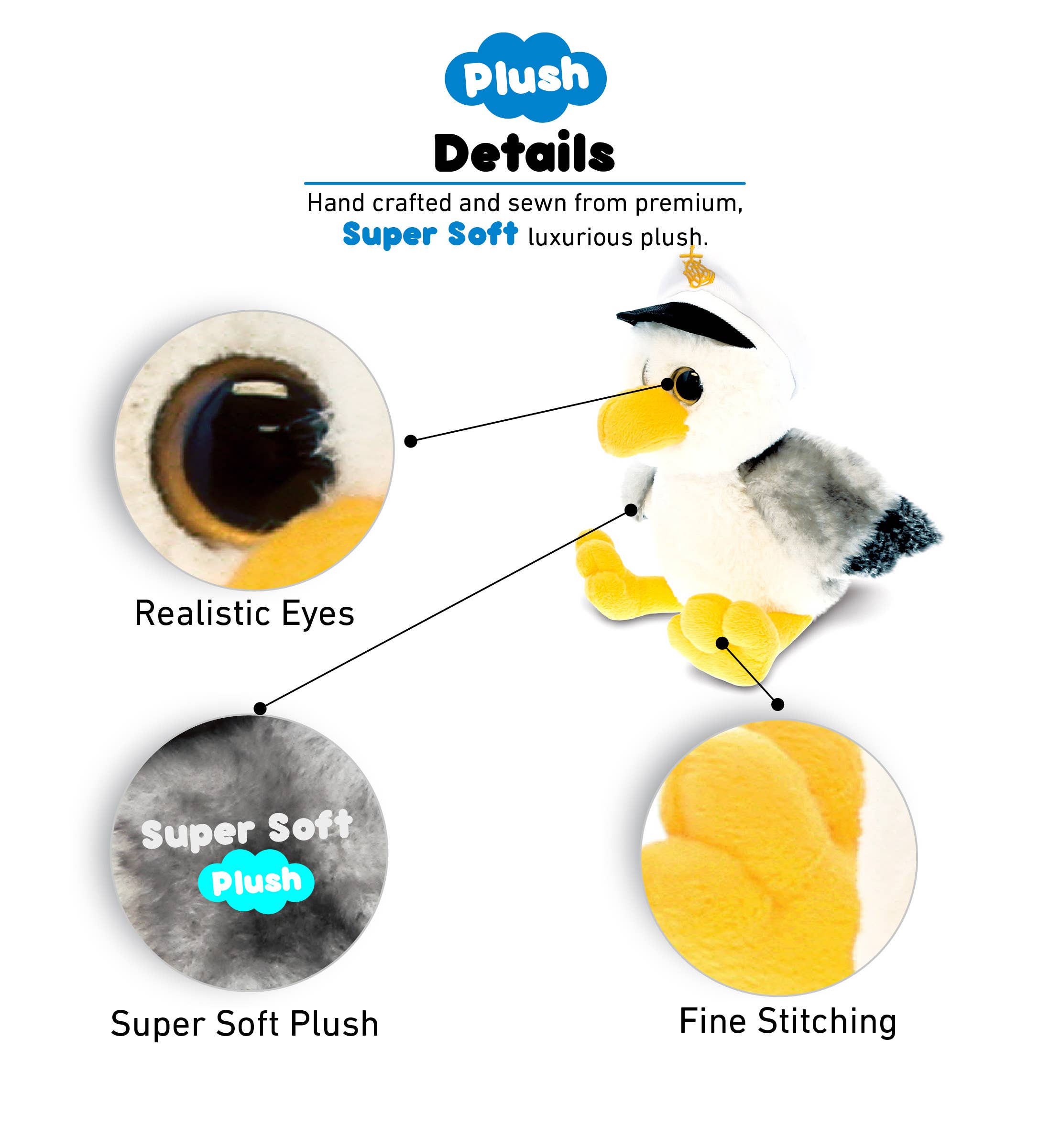 Cota Global - Wholesale Stuffed/Plush Toy - Kids & Baby - Super Soft Plush - Seagull Sailor1