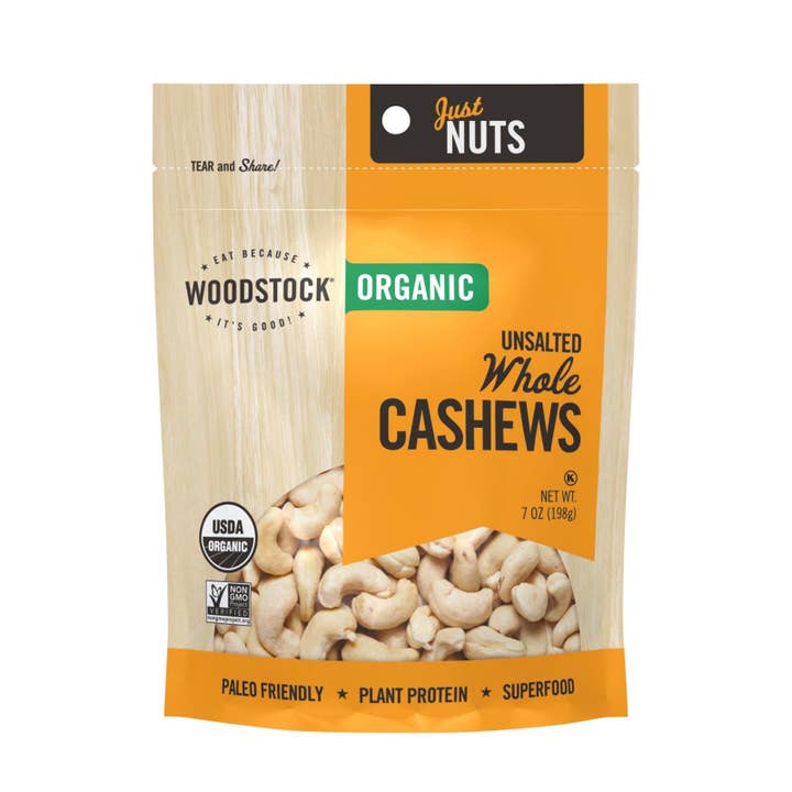 Woodstock Organic Whole Cashews, Unsalted - Case Of 8 - 7 Oz for wholesale by Everyday Supply Co