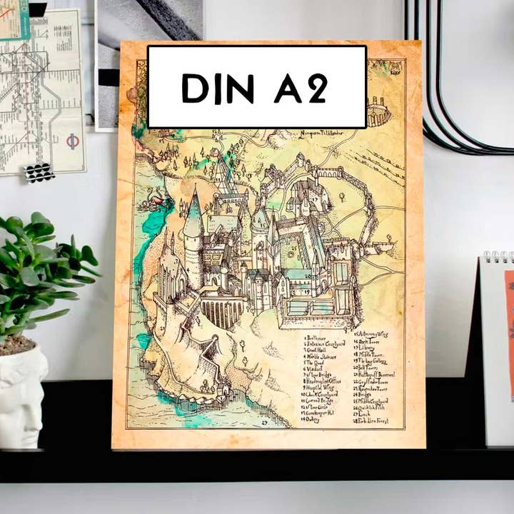 Karte der Zauberschule - Poster - Größe DIN A2 für den Großhandel von KikoIlustrador