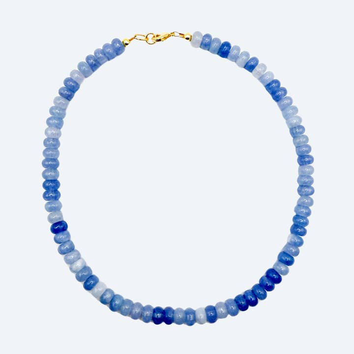 The Willow - Dark Blue Rondelle Beaded Necklace for wholesale by London Crafted