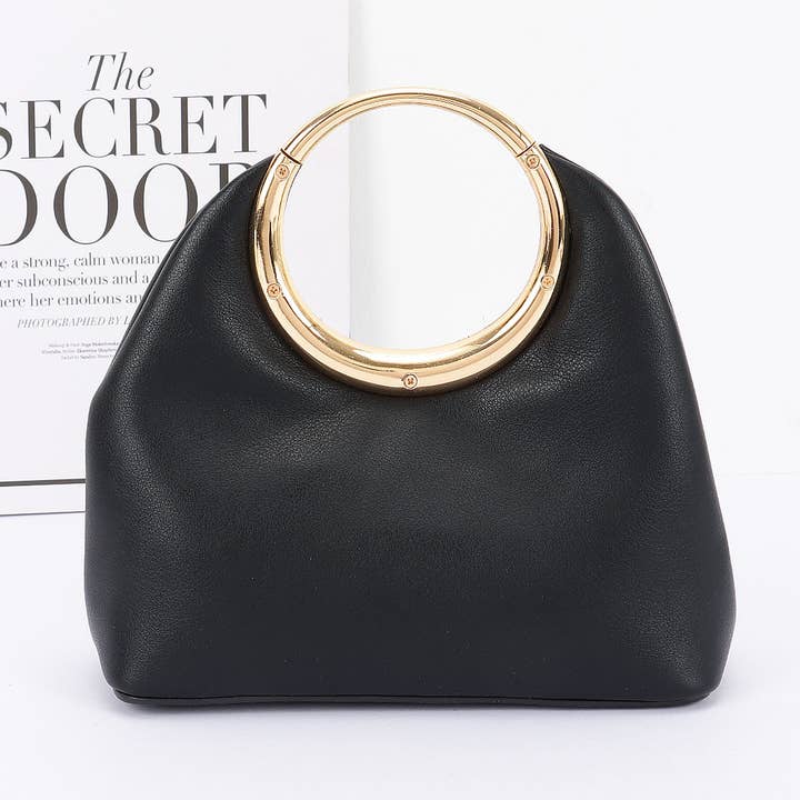 3AM BY H&D ACCESSORIES – Großhandel Henkeltasche – Damen – Faux-Leder-Tasche mit rundem Metallgriff6