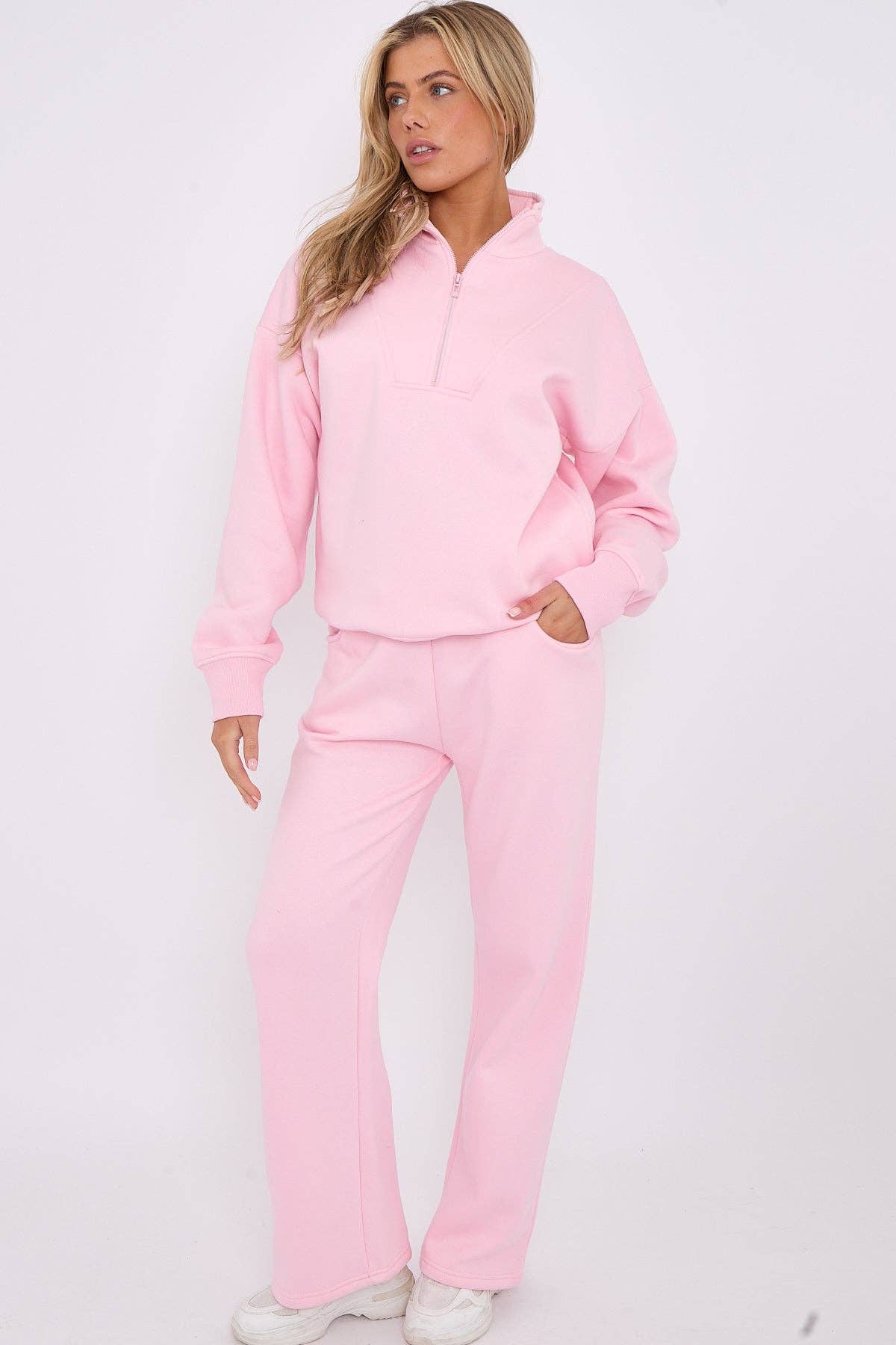 Stylewise Direct - Wholesale Lounge Set - Women's - 1/2 Zip Top & Jogger Fleece Co-ord1
