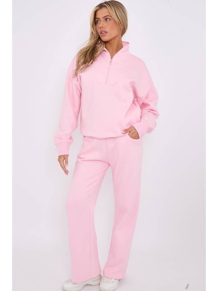 Stylewise Direct – wholesale Lounge set – Women's – 1/2 Zip Top & Jogger Fleece Co-ord2