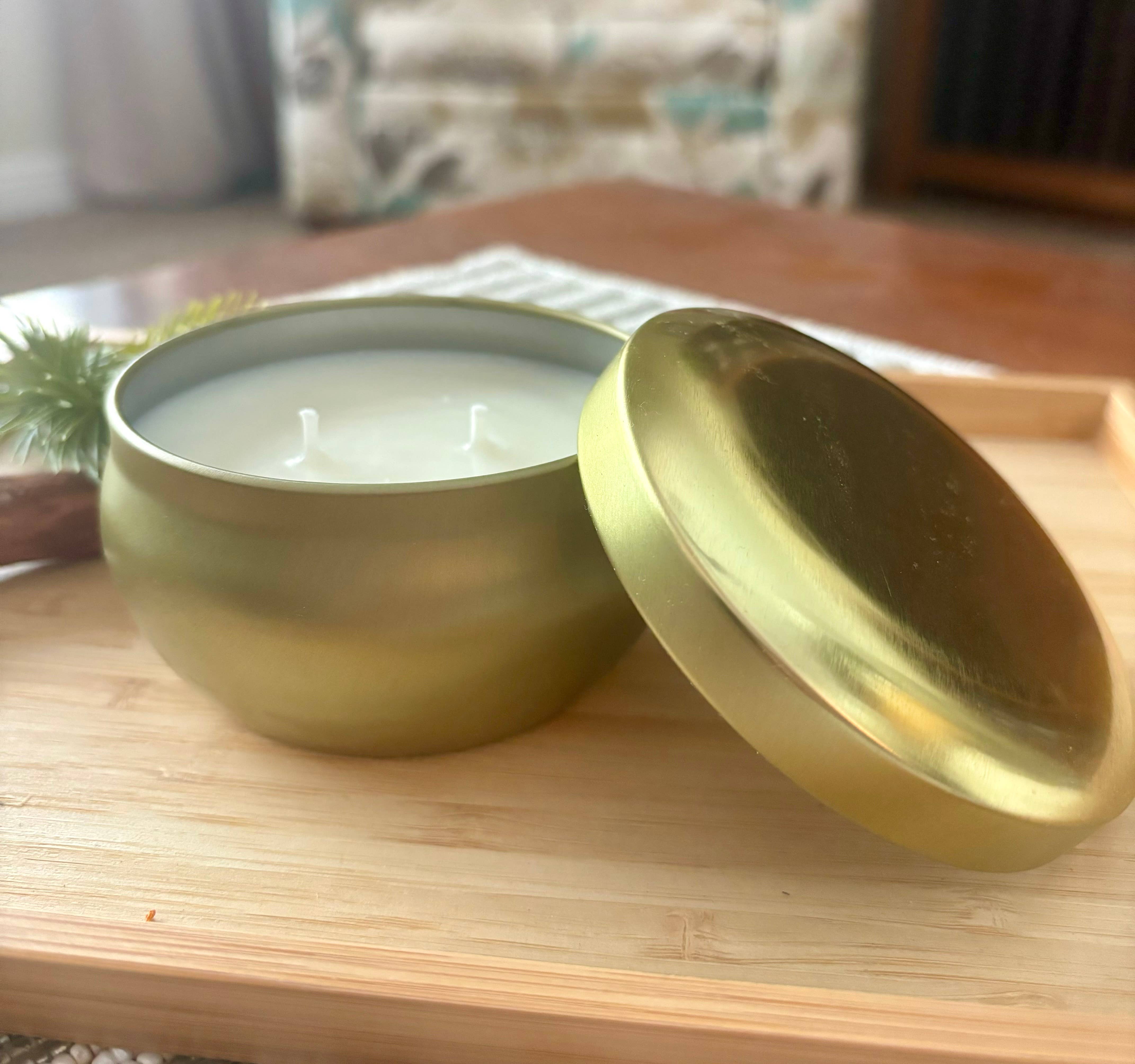 Thy Will Bee Done Apiary - Wholesale Travel Candles - 6oz Gold Bubble Tin Candle, Scented Soy Wax Candles4