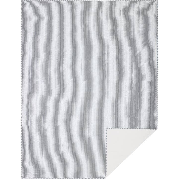 VHC Brands - Wholesale Coverlet - Sawyer Mill Blue Ticking Stripe Twin Quilt Coverlet 68Wx86L