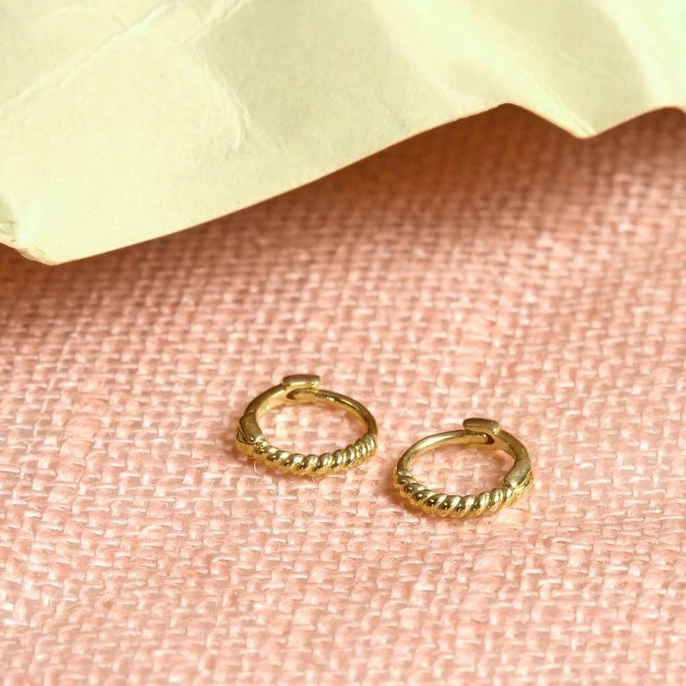 Ofina Jewelry - Wholesale Huggie Earrings - 10k Solid Gold Twisted Huggie10