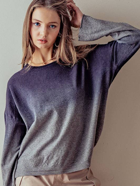 SOFT TIE DYE SLOUCHY ROUND NECK TOP for wholesale by Heyday