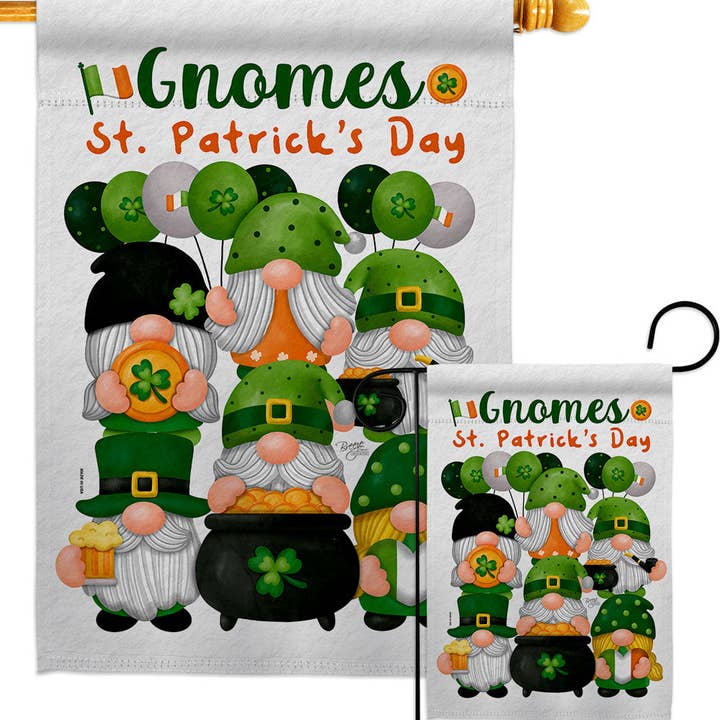 Two Group Flag Co - Wholesale Flag - Flag St Pat Buddy Gnome Patrick Garden House 2-Sided Home