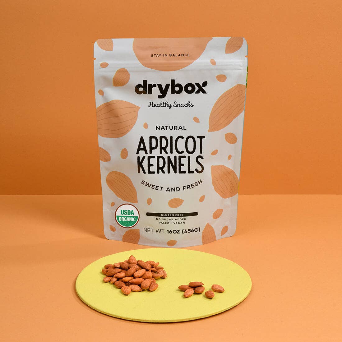 DRYBOX - Wholesale Seeds/Kernels - Drybox Organic Sweet Apricot Kernels 1LB X 3PACKS BULK SIZE
