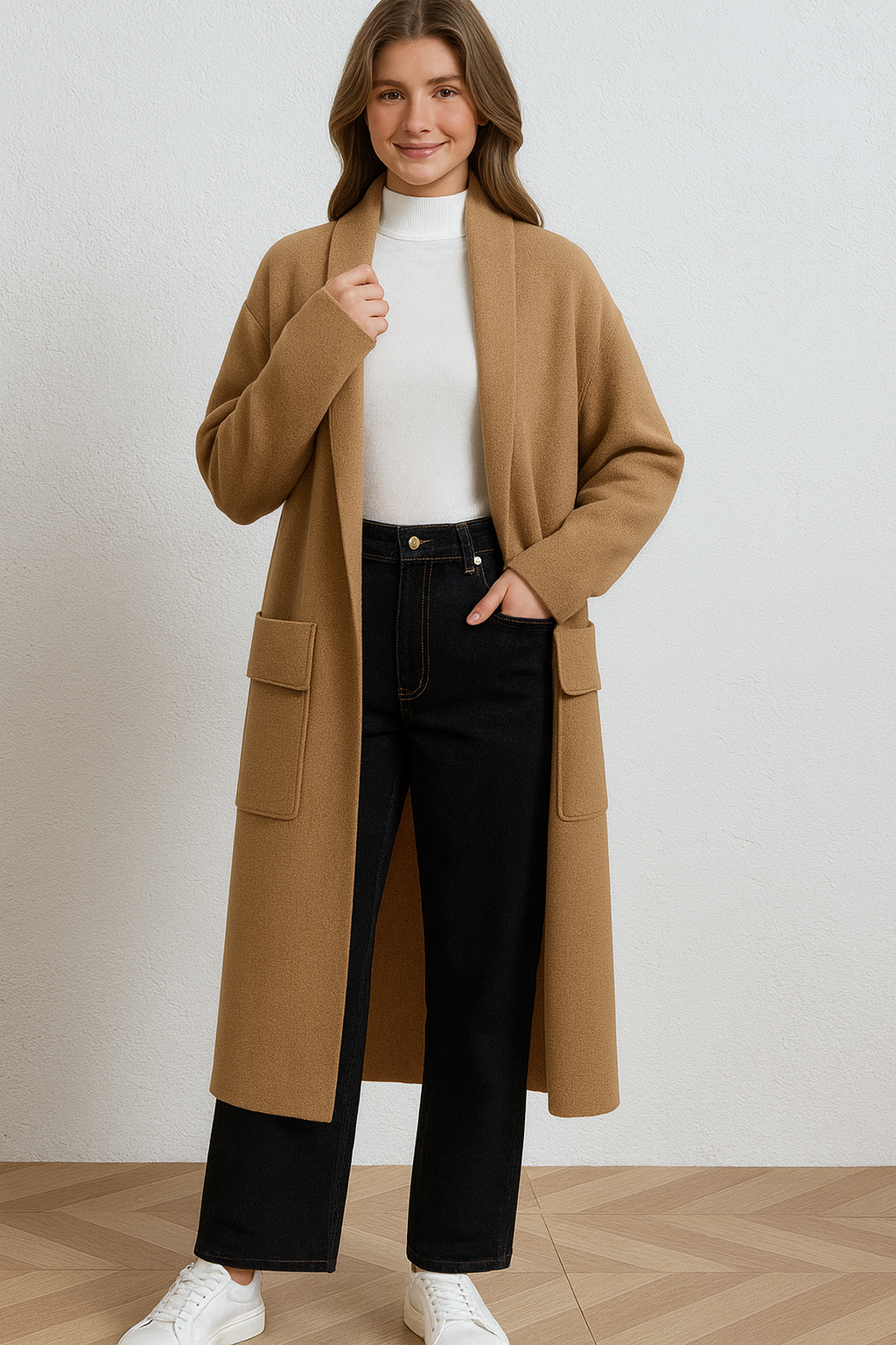 Lucy Sparks – Casaco - Mulher por atacado – CASACO DE MALHA GROSSA COM BOLSOS3