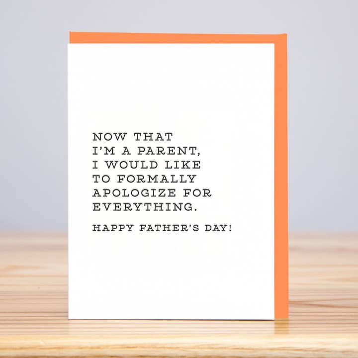 Formally Apologize Father's Day (Letterpress) for wholesale by Huckleberry Letterpress