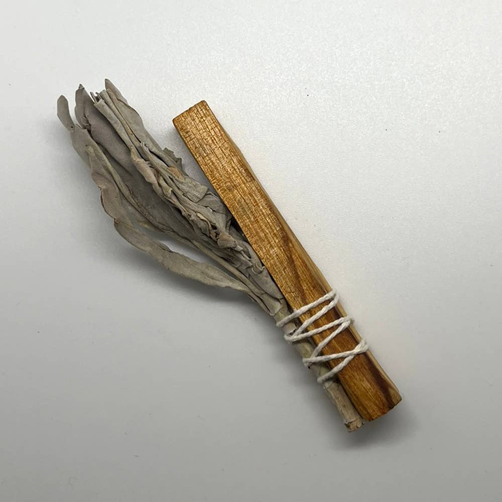 VIE – wholesale Sage bundle – Mini Smudge Cluster, White Sage with Palo Santo 4"3