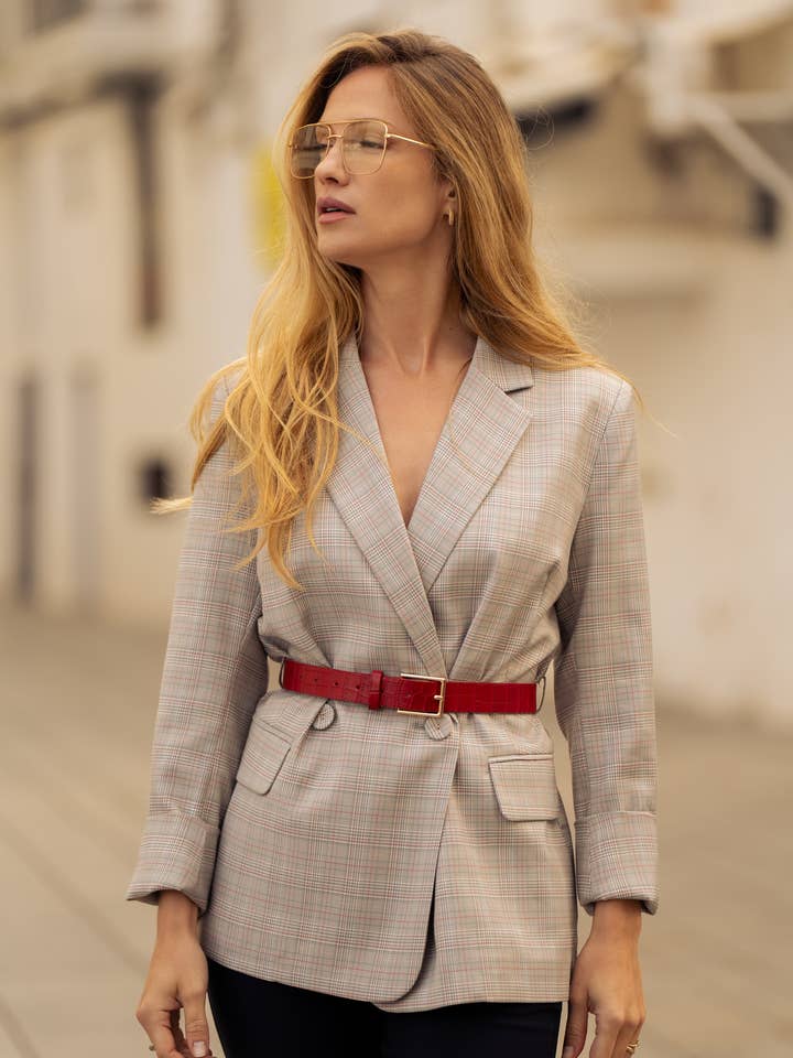 Casaco xadrez lurex V356 por atacado de LULUMARY