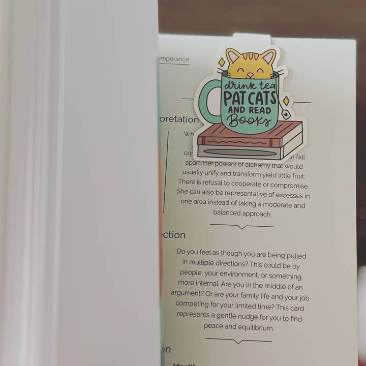Drink Tea Pat Cats Read Books Magnetic Bookmark for wholesale by Mouthy Broad