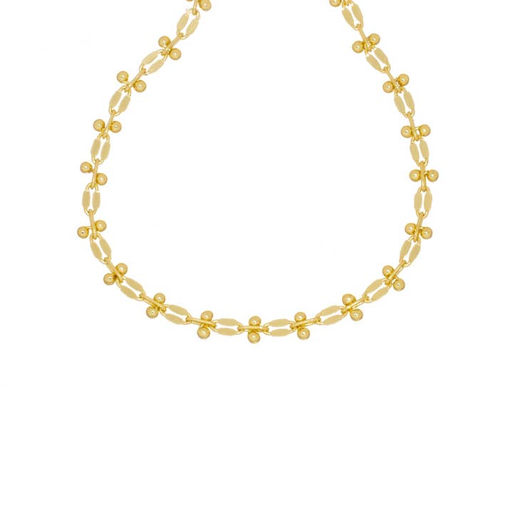 Jewel Pledge - Wholesale Link & Chain Necklace - Gold Oval Diamond Cut Satellite Ball Chain,CHG0883