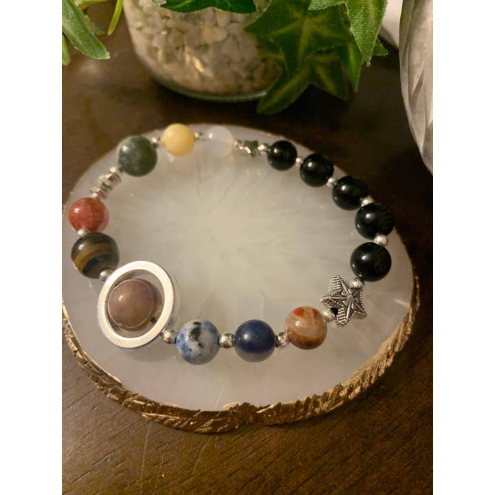 Amethyst Blossom - Wholesale Beaded Bracelet - Solar System Galaxy Planet Space Crystal Beaded Bracelet