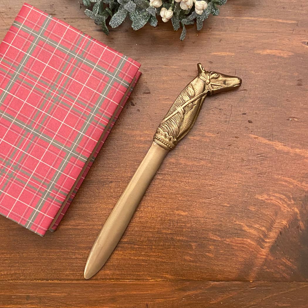 Madison Bay Co. - Historical Home Decor Reproductions - Wholesale Letter Opener - Solid Brass Antiqued Horsehead Letter Opener, 9”4