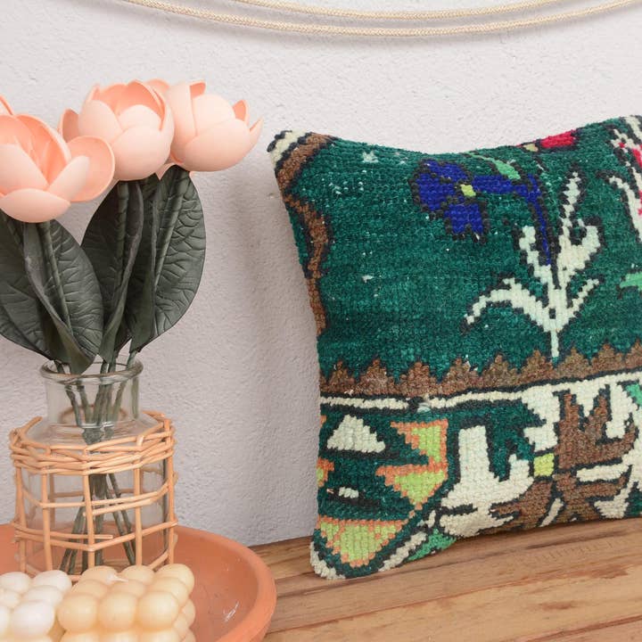 Vintage Kilim Pude 12x12 Håndknyttet Pudebetræk for engroshandel hos Kilim Pillow Decors