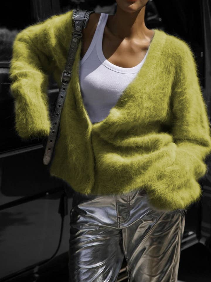 Suhkasana – Engroshandel Cardigan - Dame – Faux mink strikket oversized cardigan blød hyggelig sweater26