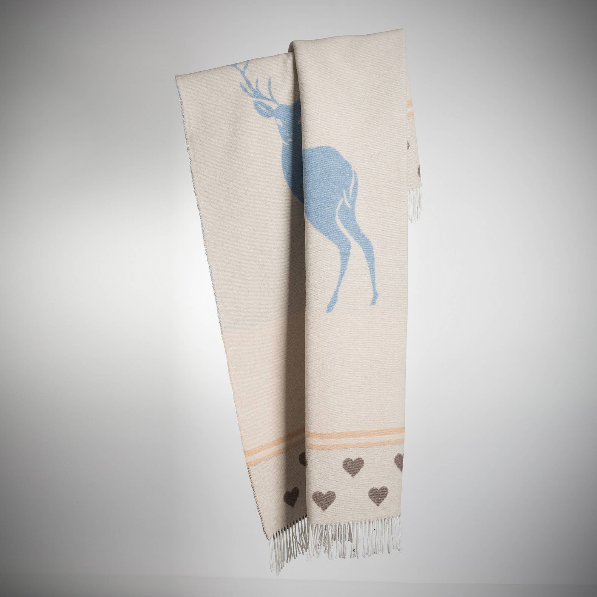 Beat Collection by Lanificio Idealtex Srl - Vente Plaids - Plaid en mélange de laine avec motif cerfs et cœurs1